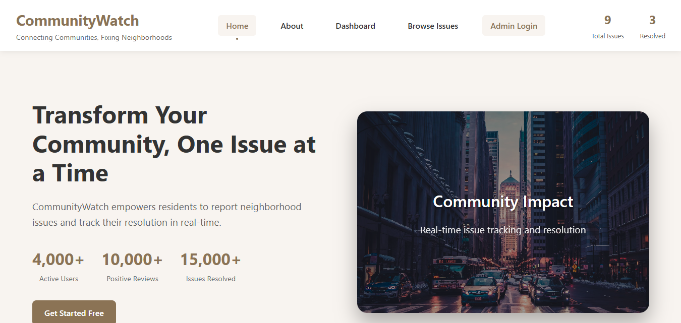 CommunityWatch Platform Dashboard